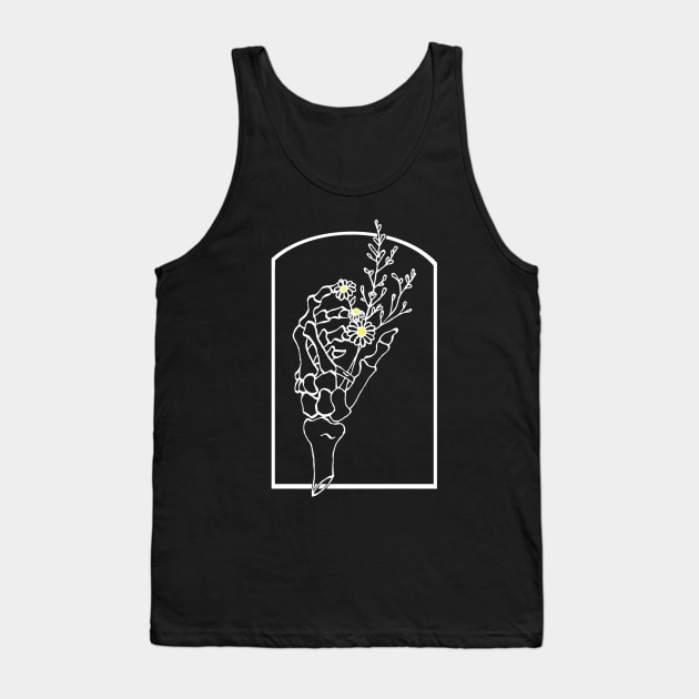 Skeleton and Daisy Hand Tank Top by deadlydelicatedesigns